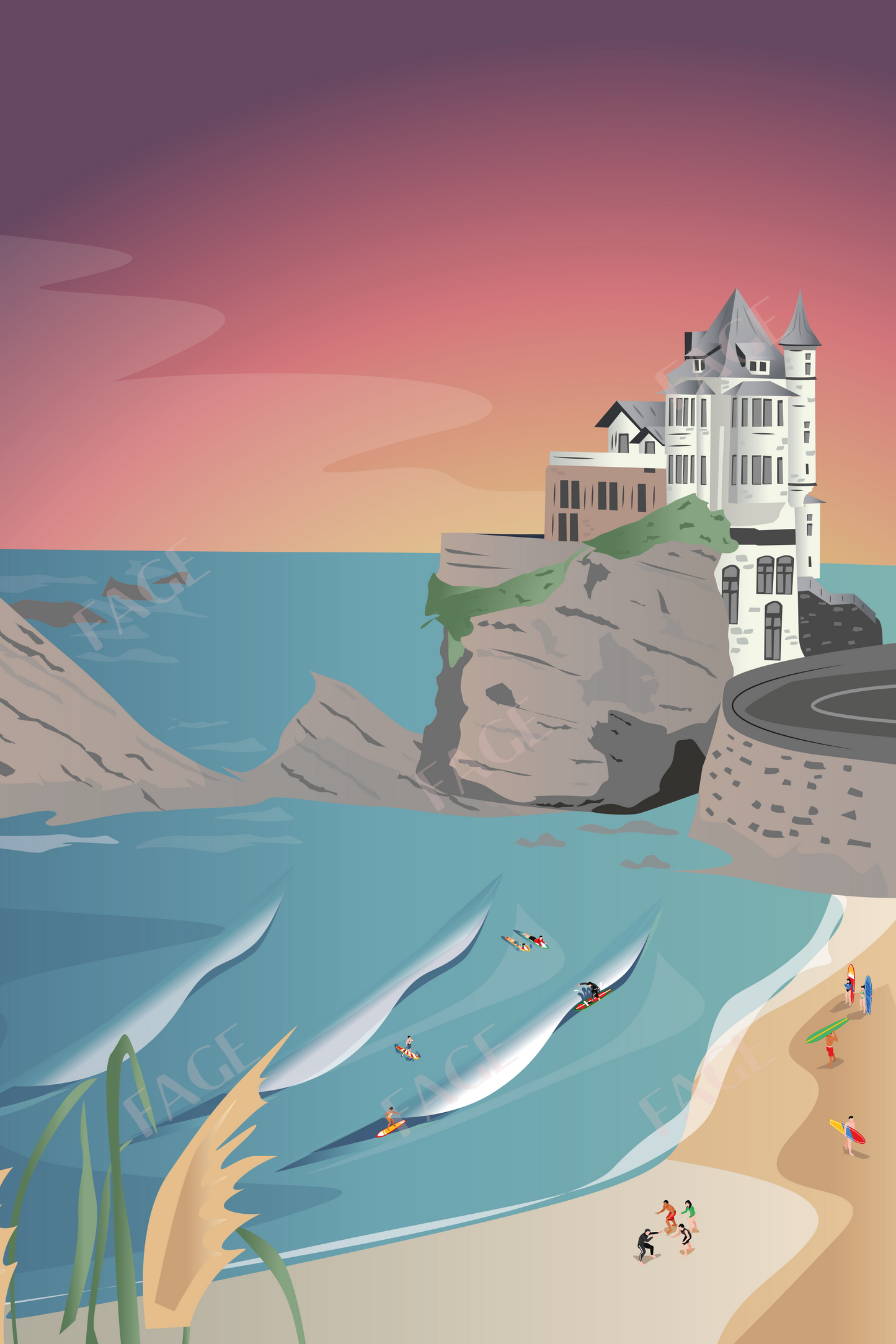 Affiche Biarritz Côte des Basques