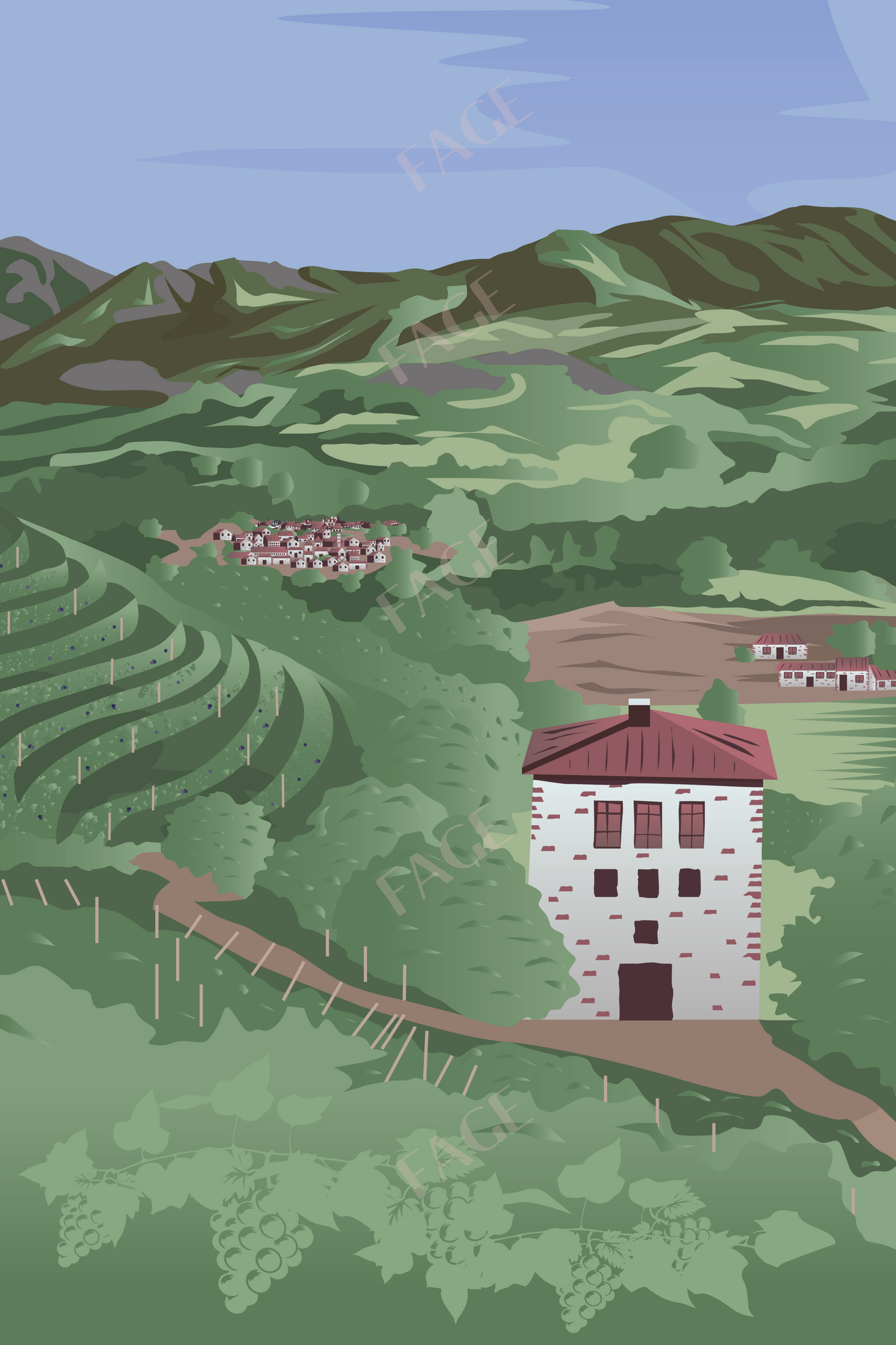 Affiche du Pays-Basque - Les Vins d'Irouléguy