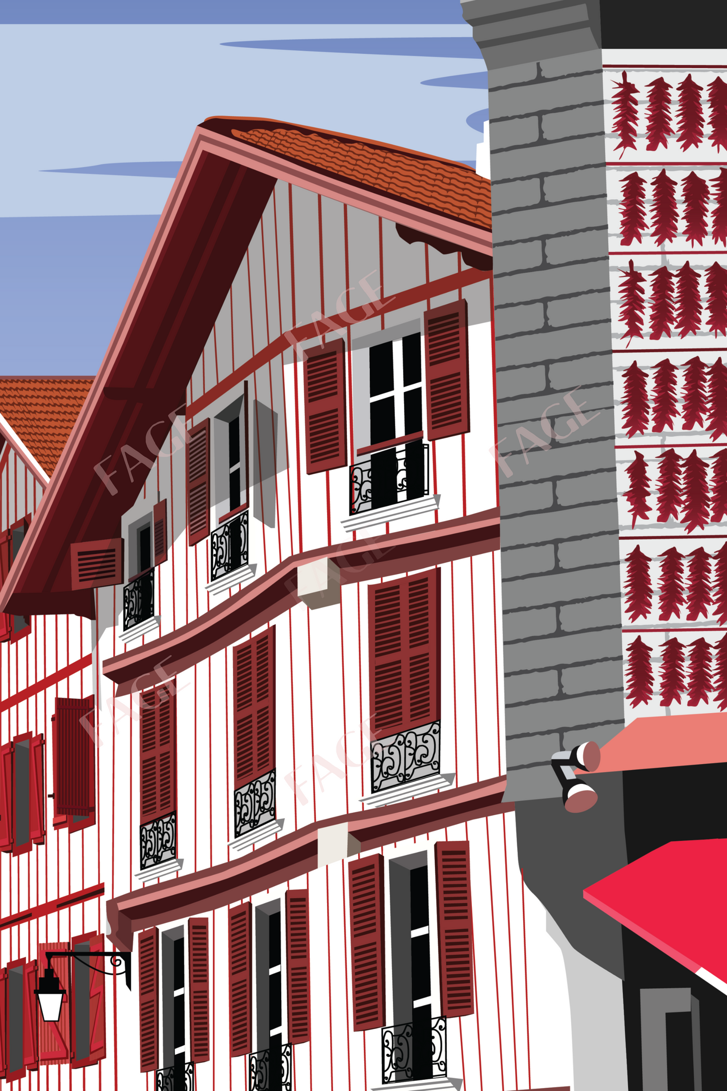 Affiche Pays-Basque - Façade Saint-Jean-de-Luz