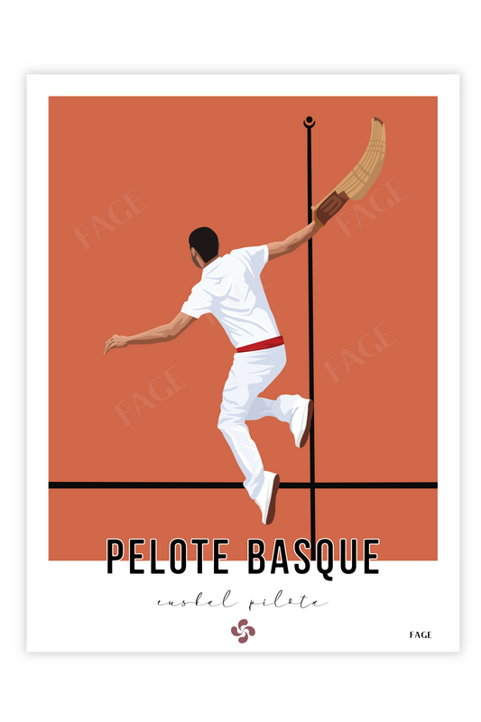 Affiche du Pays-Basque - Le Pilotari - La Pelote Basque