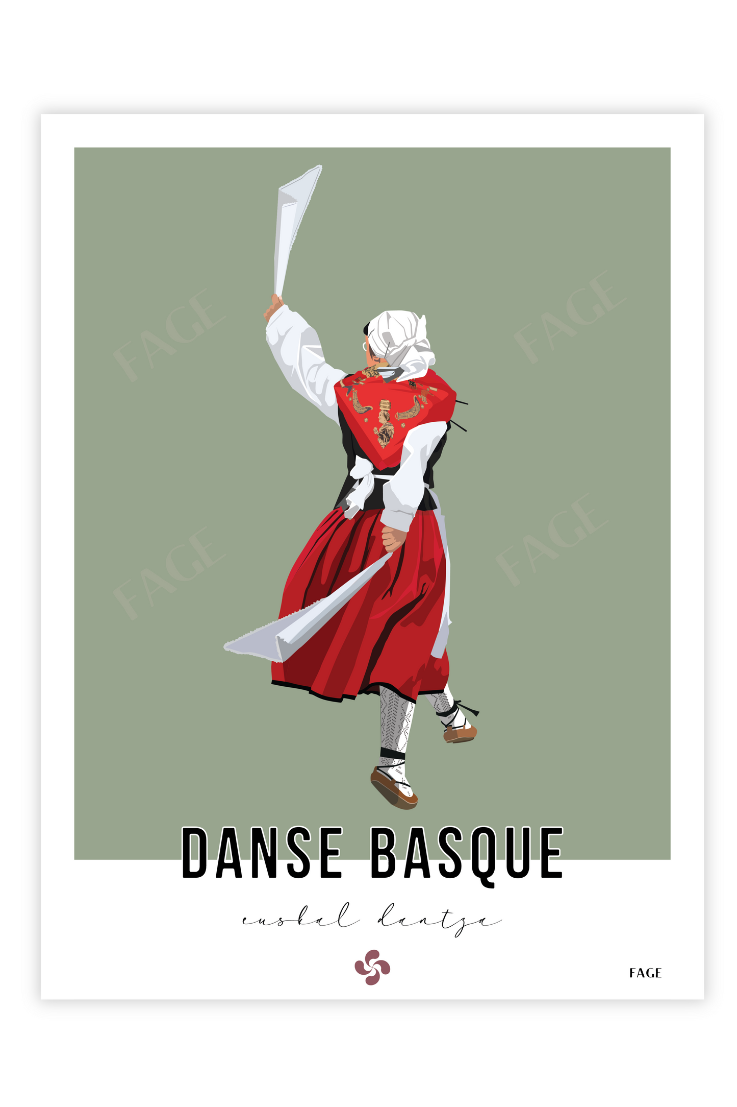 Affiche du Pays Basque - La Danse Basque Traditionnelle