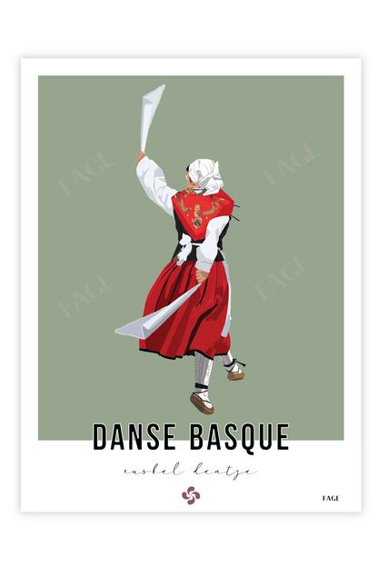 Affiche du Pays Basque - La Danse Basque Traditionnelle