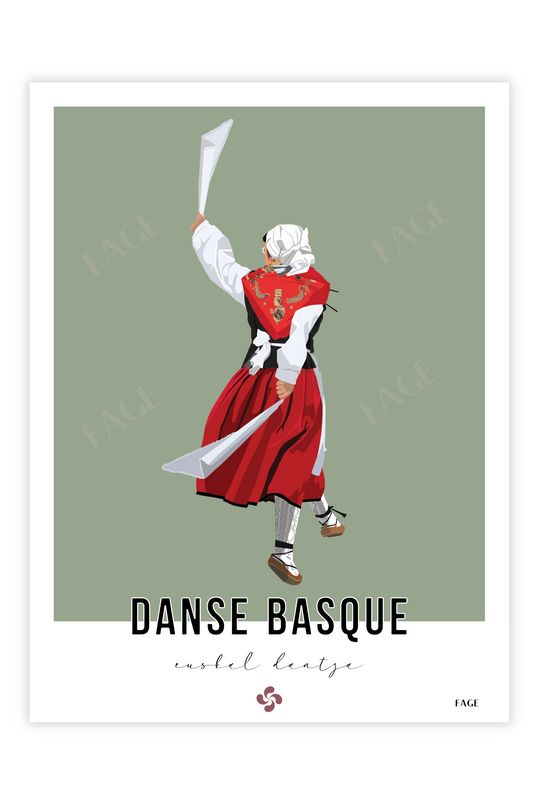 Affiche du Pays Basque - La Danse Basque Traditionnelle