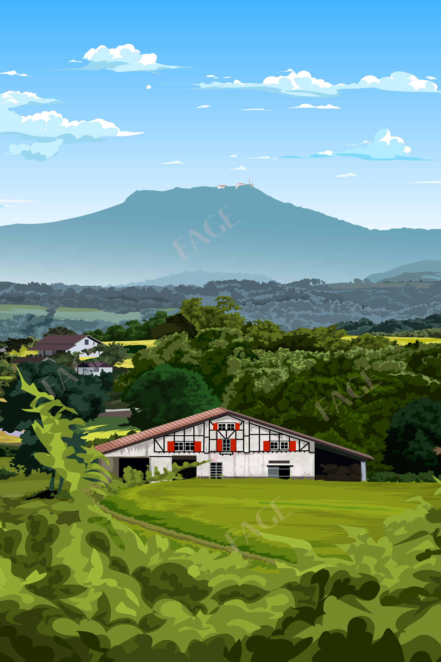 Affiche Pays-Basque - La Rhune Montagne