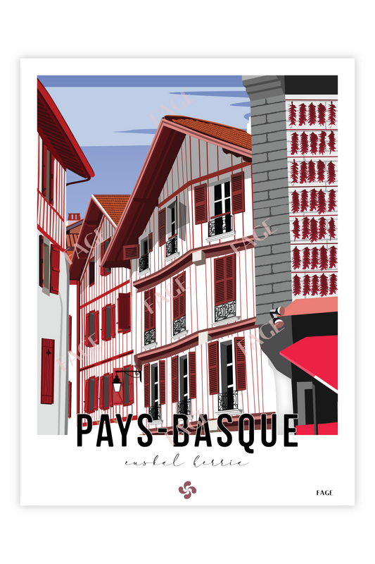 Affiche Pays-Basque - Façade Saint-Jean-de-Luz